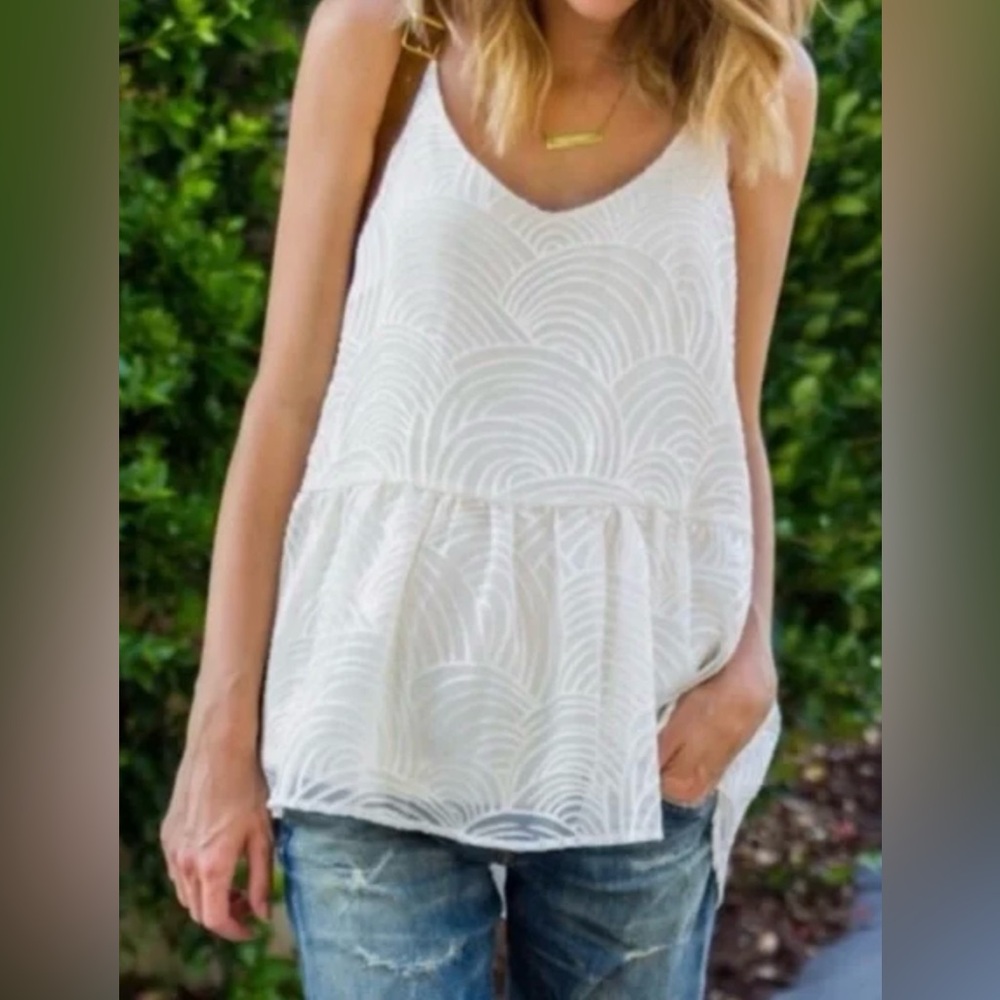 HD in Paris x Anthropologie Laleh Layered Lined Cami Tank in Ivory Size Small